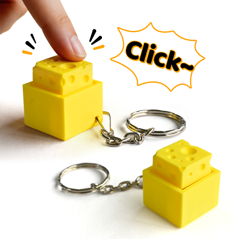 3D Printing Toys - 3D プリントチーズキーフィジェットクリッカーキーホルダーミニキーボードキーキャップストレスリリーフ感覚玩具バックパックペンダントギフト抗不安