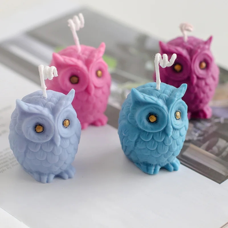 3D Printing Concrete - 3D フクロウシリコーンキャンドルモールドかわいい動物アイスキューブチョコレートベーキングモールド手作り石鹸石膏工芸品樹脂鋳造ツールホームギフト