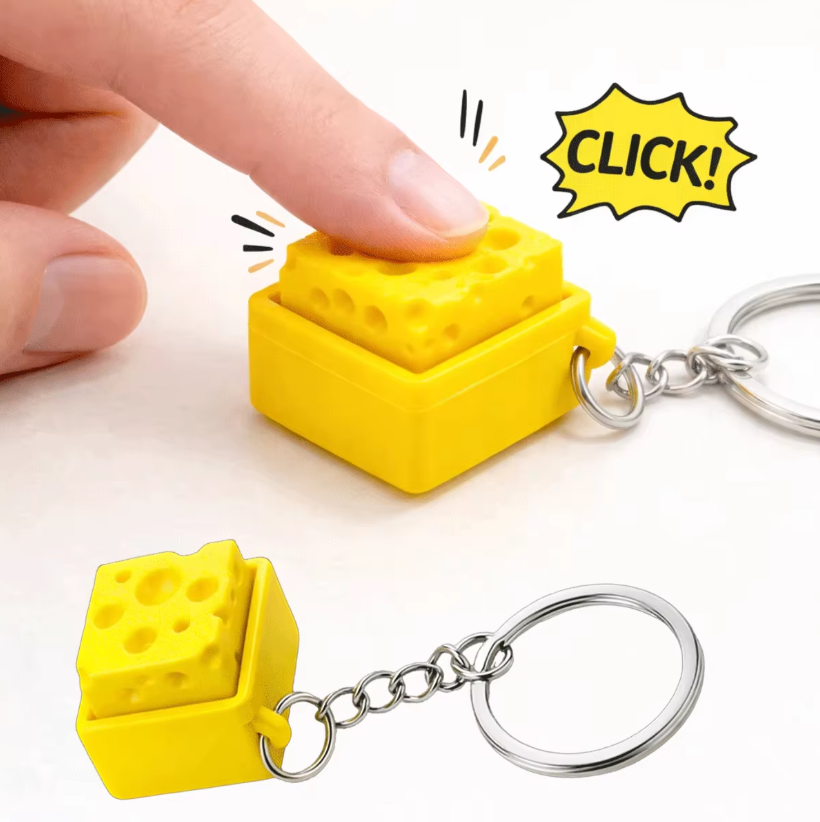 3D Printing Toys - 3Dプリントミニチーズキーボードクリッカーキーホルダーフィジェットボタンストレス解消キーリングおもちゃギフトキーホルダーアクセサリー