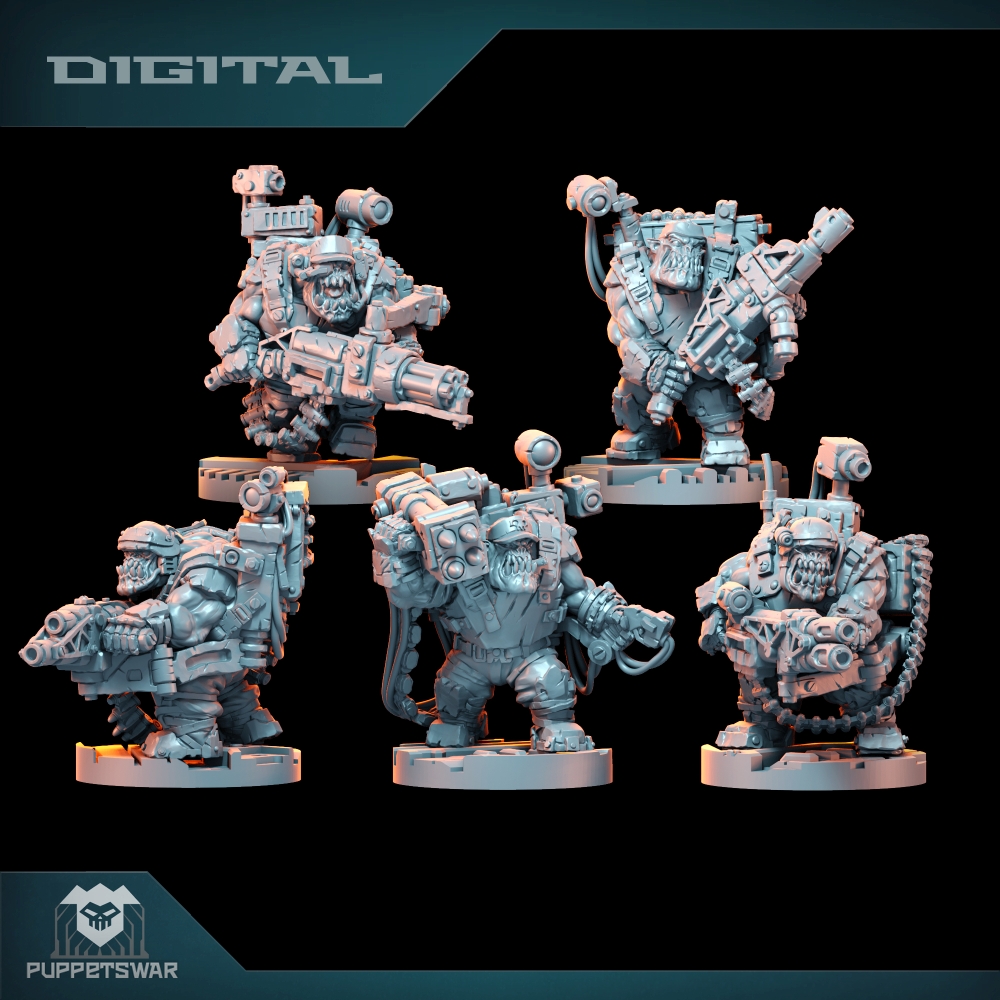 3D Printing Apps - Orc Ultimate Badasses Squad、グリーンスキンフィギュア、ウォーカー、ロボットプラズマガン、HD 3Dプリント樹脂モデル、アクションプロキシウォーゲームDnD