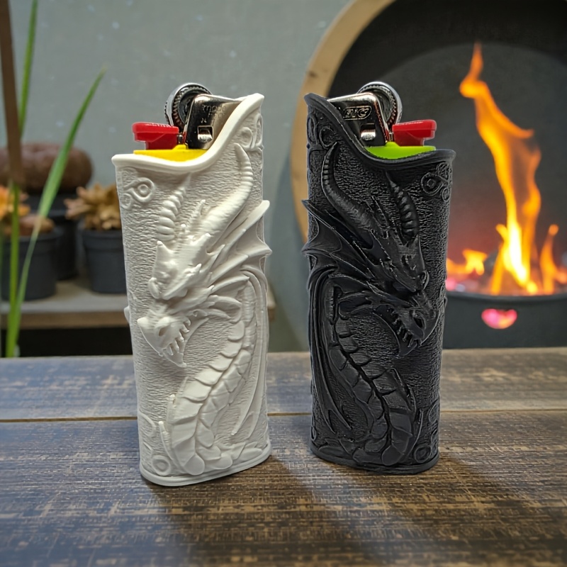 3D Printing Case - ゴシックエンボスドラゴンライターケース 3D プリントレリーフドラゴンライタースリーブライター装飾品保護カバーポケット装飾ギフト