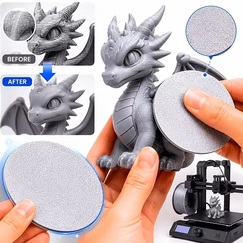 3D Printing Apps - 3Dプリンター用レジン研磨ディスク、PLA層のライン除去ツール、180番の粗さで、模型の細部を丁寧に仕上げたり、模型のフィギュアの継ぎ目部分のラインをきれいにしたりするのに使用。