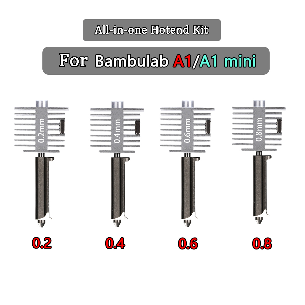3D Printer Hotend Kit - Bamb Lab A1/A1 Mini用アップグレードホットエンドキット 高速ホットエンドアセンブリ 0.2/0.4/0.6/0.8mm