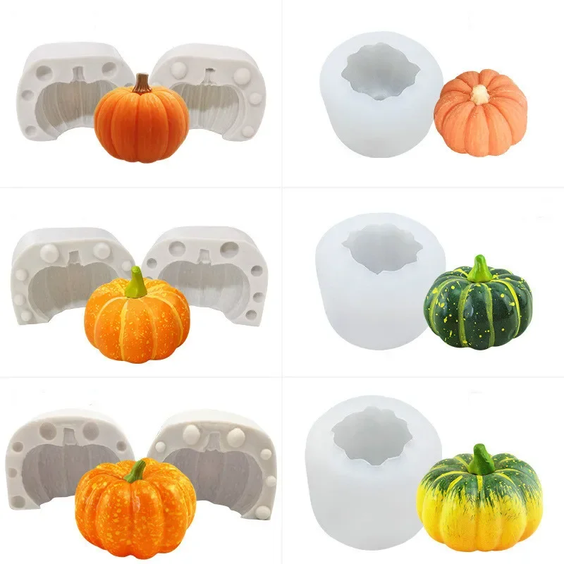 3D Printing Concrete - 新しいカボチャの形 DIY キャンドル型滴下接着剤石膏装飾品石膏 3D シリコーン型キッチン手作りベーキングキャンディー金型