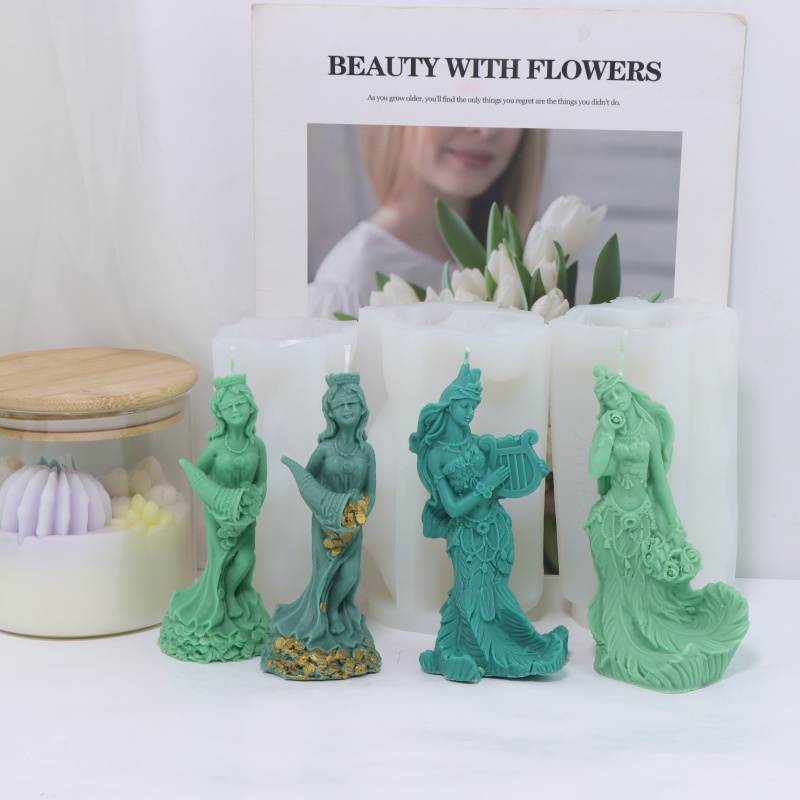 3D Printing Concrete - DIY魅惑的な人魚キャンドルシリコンモールド3Dチャーミングドロップマネークラフト女性像石膏モールドエポキシ海洋ギフトテーマデコレーション
