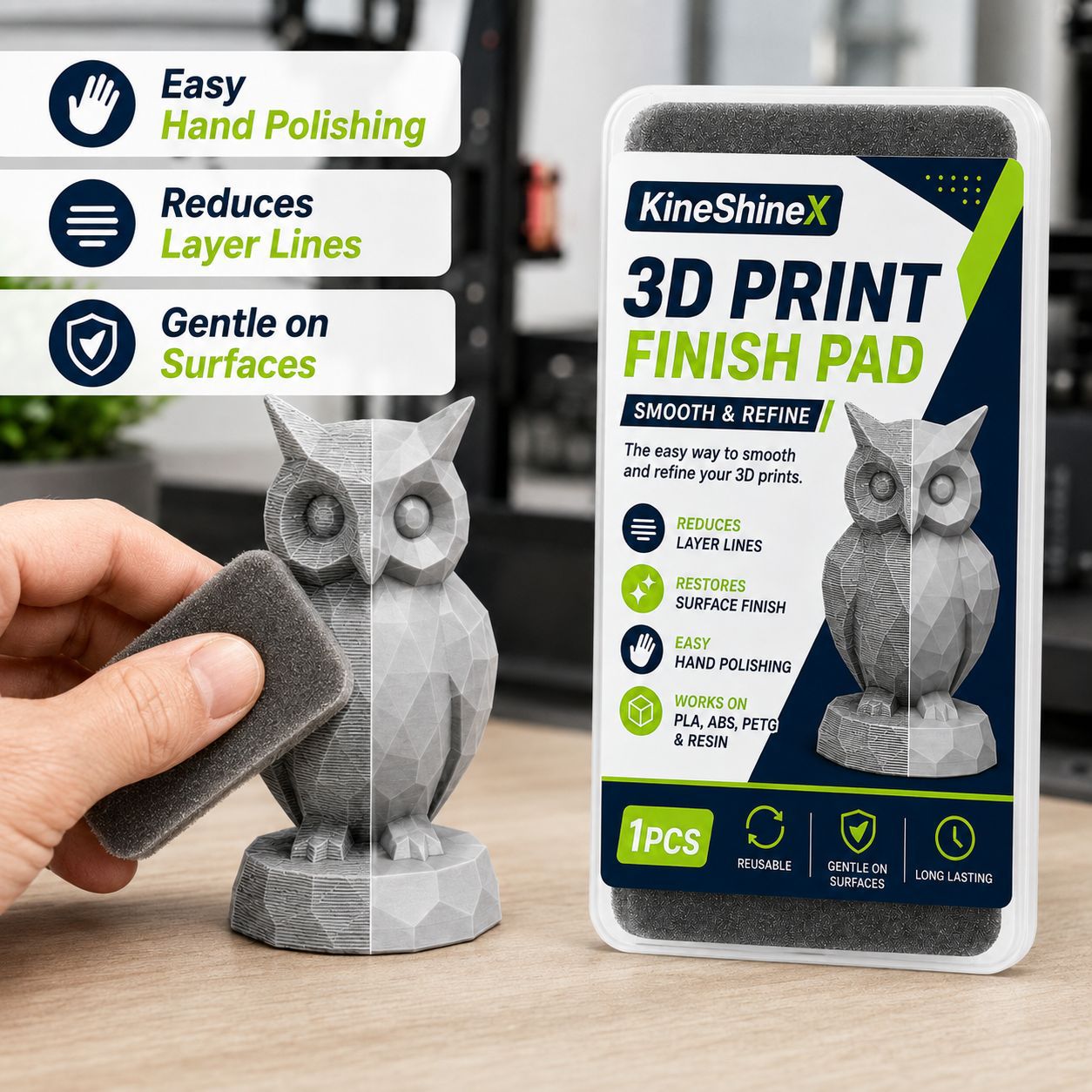 3D Printing Apps - 3Dプリント仕上げパッド、PLA・ABS・PETG樹脂モデル用再利用可能な研磨スポンジ、層線やプロップの表面を滑らかにするツール