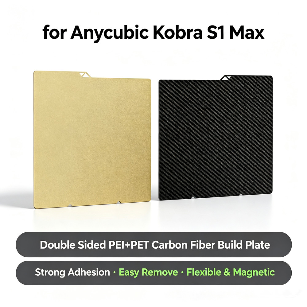 Pei Sheet - Anycubic Kobra S1 Max用ビルドプレートアップグレード、滑らかな質感のPEI PETカーボンファイバーS1 Maxビルドプレート、両面印刷ベッド