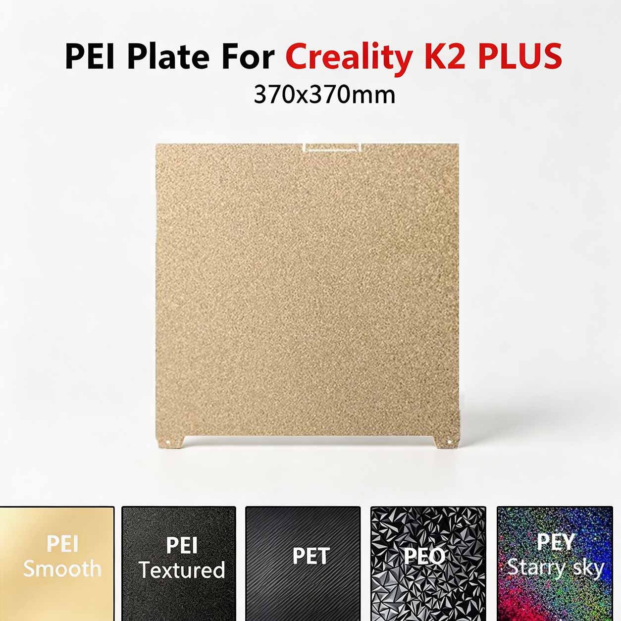 Pei Sheet - 370x370mm ブラックフロストPEIビルドプレート 高強度耐摩耗性スプリングスチールシート Creality K2 /