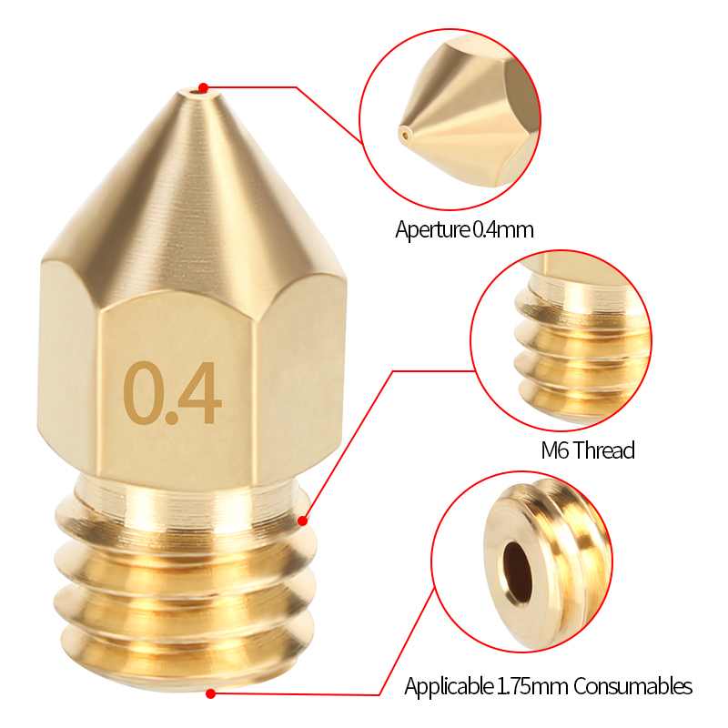 MK8 真鍮ノズル 0.2/0.3/0.35/0.4/0.5 - 3D Printer Nozzle Brass のレビューと価格