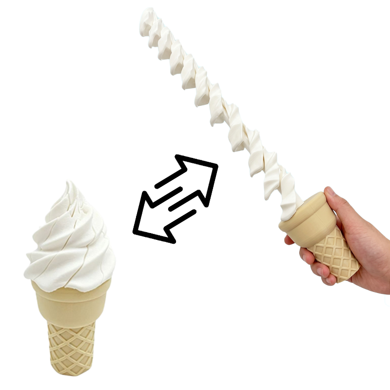 3Dプリント製アイスクリーム伸縮式曲線型拡張・圧縮新奇で面白 - 3D Printing Toys のレビューと価格